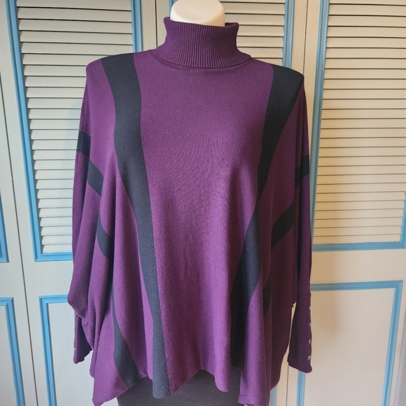 Alfani Women's Purple and Black Turtleneck Sweater - Picture 2 of 11